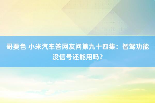 哥要色 小米汽车答网友问第九十四集：智驾功能没信号还能用吗？