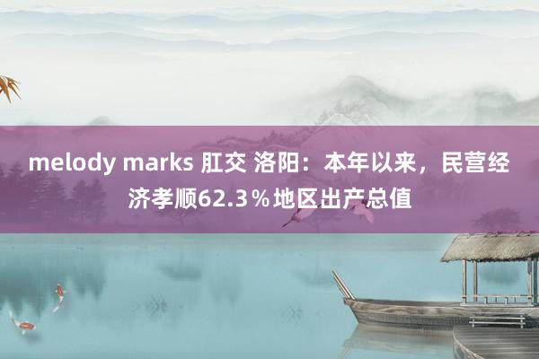 melody marks 肛交 洛阳：本年以来，民营经济孝顺62.3％地区出产总值