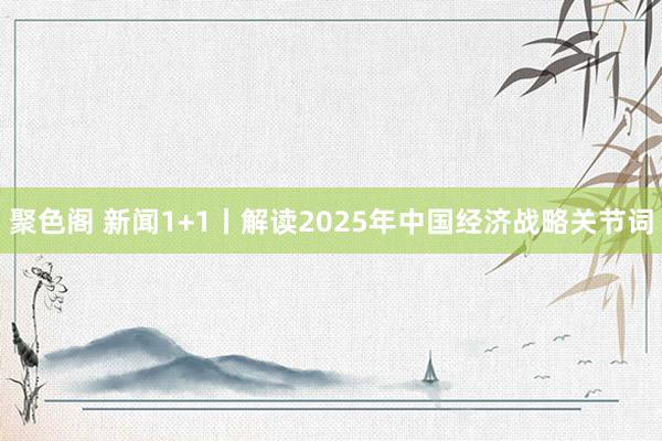聚色阁 新闻1+1丨解读2025年中国经济战略关节词