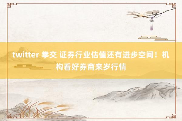 twitter 拳交 证券行业估值还有进步空间！机构看好券商来岁行情