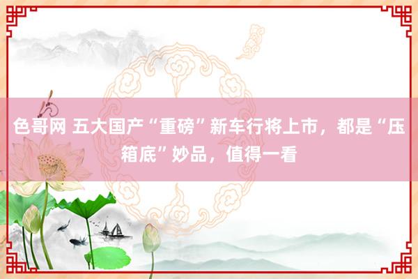 色哥网 五大国产“重磅”新车行将上市，都是“压箱底”妙品，值得一看