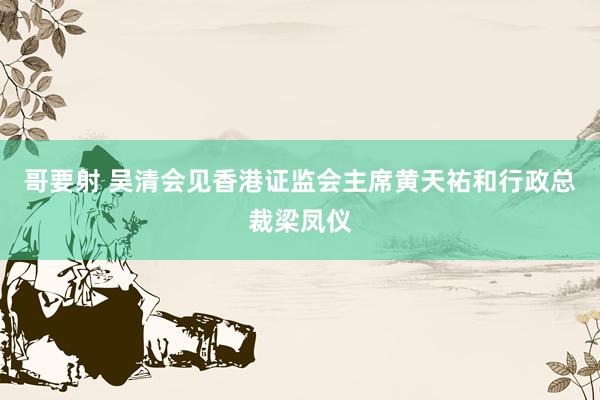 哥要射 吴清会见香港证监会主席黄天祐和行政总裁梁凤仪