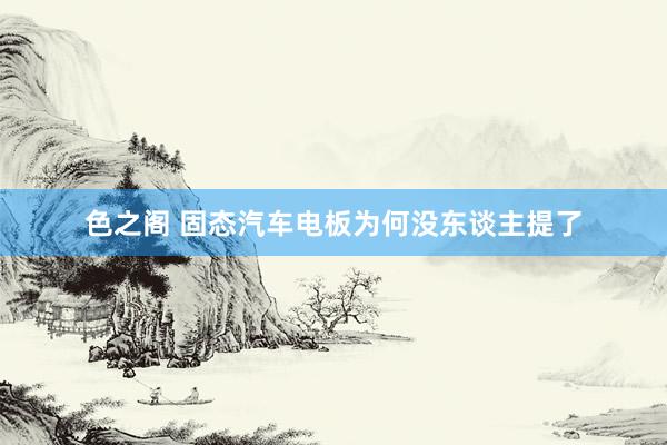 色之阁 固态汽车电板为何没东谈主提了