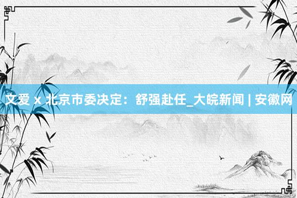文爱 x 北京市委决定：舒强赴任_大皖新闻 | 安徽网
