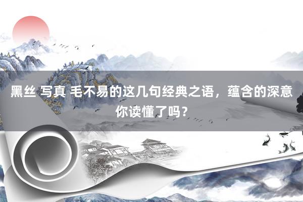 黑丝 写真 毛不易的这几句经典之语，蕴含的深意你读懂了吗？