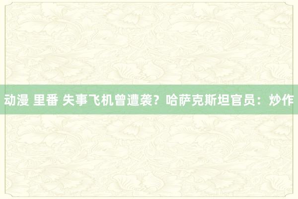 动漫 里番 失事飞机曾遭袭？哈萨克斯坦官员：炒作