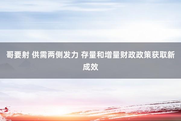 哥要射 供需两侧发力 存量和增量财政政策获取新成效
