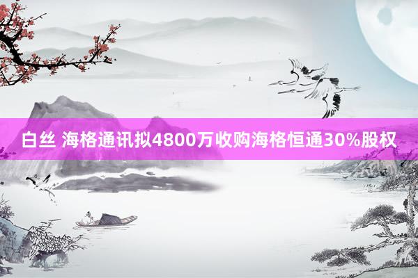 白丝 海格通讯拟4800万收购海格恒通30%股权