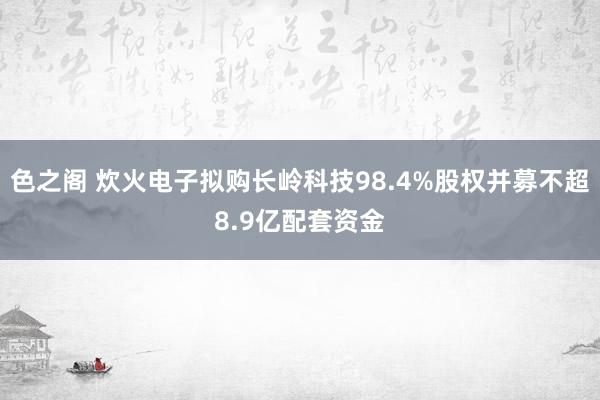 色之阁 炊火电子拟购长岭科技98.4%股权并募不超8.9亿配套资金