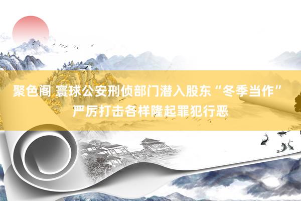 聚色阁 寰球公安刑侦部门潜入股东“冬季当作” 严厉打击各样隆起罪犯行恶