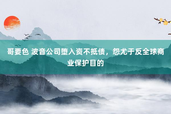 哥要色 波音公司堕入资不抵债，怨尤于反全球商业保护目的