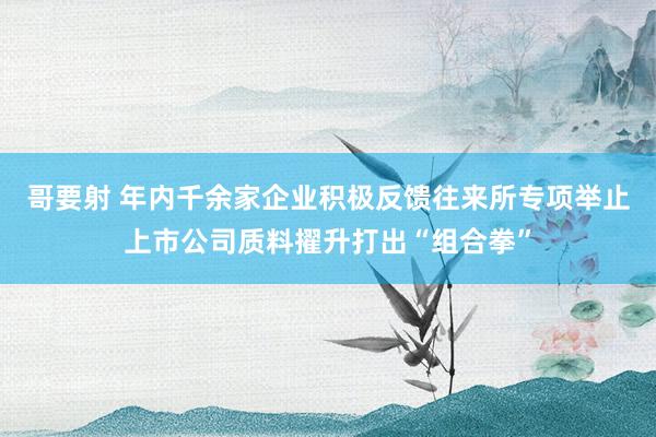哥要射 年内千余家企业积极反馈往来所专项举止上市公司质料擢升打出“组合拳”