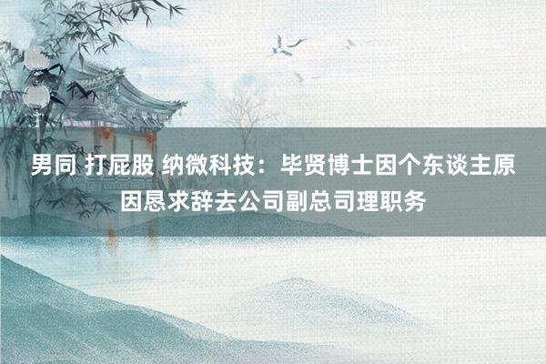 男同 打屁股 纳微科技：毕贤博士因个东谈主原因恳求辞去公司副总司理职务