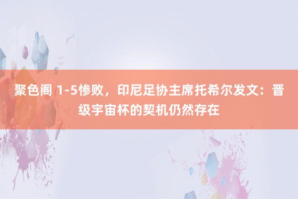 聚色阁 1-5惨败，印尼足协主席托希尔发文：晋级宇宙杯的契机仍然存在