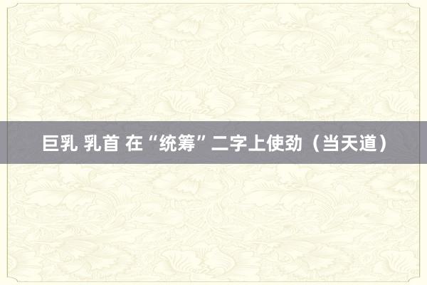 巨乳 乳首 在“统筹”二字上使劲（当天道）